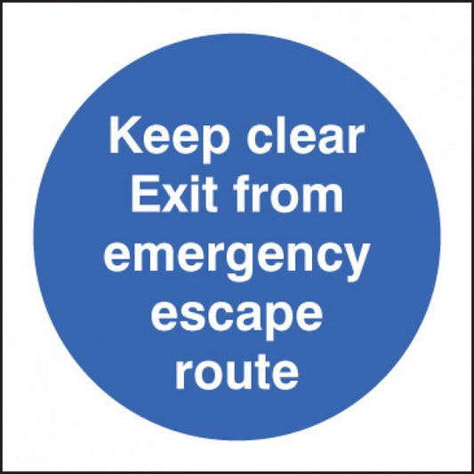 Keep clear exit from emergency escape route (1604)