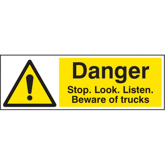 Danger stop/look/listen beware of trucks (4205)