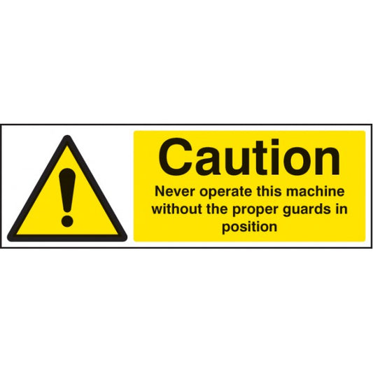 Caution never operate machine without proper guards (4264)