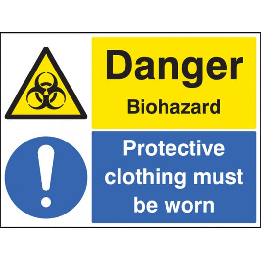 Danger biohazard protective clothing must be worn (4525)