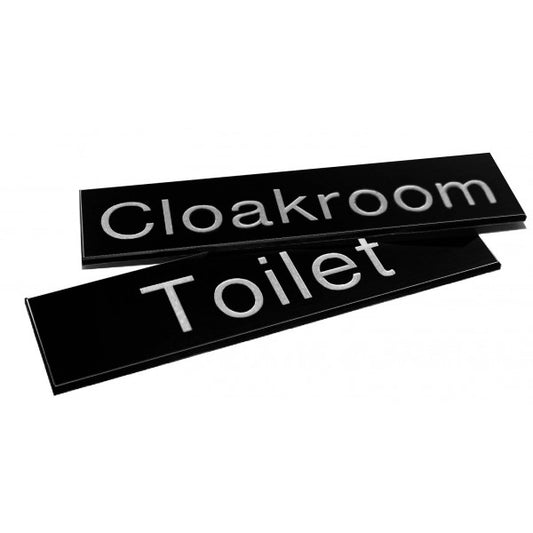Engraved Sign with adhesive backing - 35x70mm White text on black (1574)