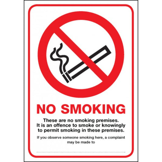 These are no smoking premises A4 rigid plastic (3031)