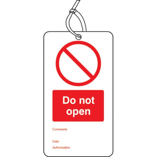 Do not open double sided safety tags (pack of 10) (3426)