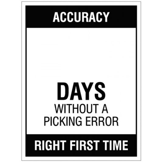Accuracy … Days without a picking error, 450x600mm rigid PVC with wipe clean over laminate (4704)