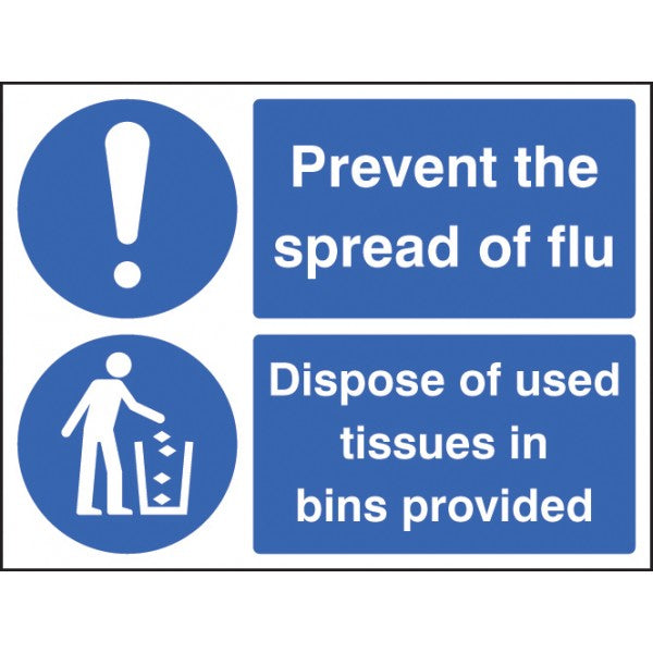 Prevent the spread of flu - Dispose of used tissues in bins provided (5502)