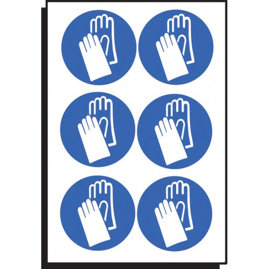 Hand protection symbol 100mm dia - sheet of 6 (5037)
