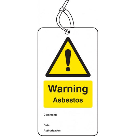 Warning asbestos double sided safety tags (pack of 10) (5059)