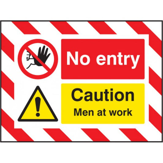 Door Screen Sign- No entry Caution men at work 600x450mm (5134)