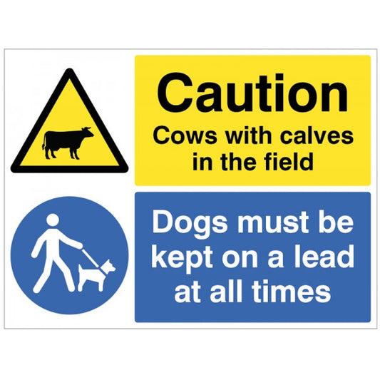 Warning Cows with calves in field Dogs must be kept on a lead (5528)