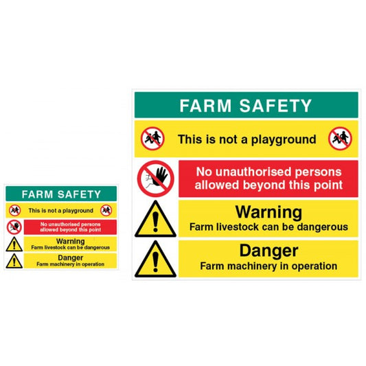 No unauthorised persons, Warning livestock can be dangerous, danger farm machinery in operation, This is not a playground (5531)