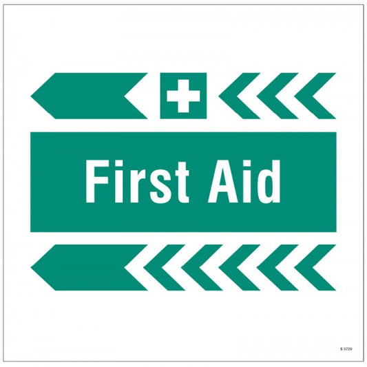 First aid, arrow left site saver sign 400x400mm (5729)