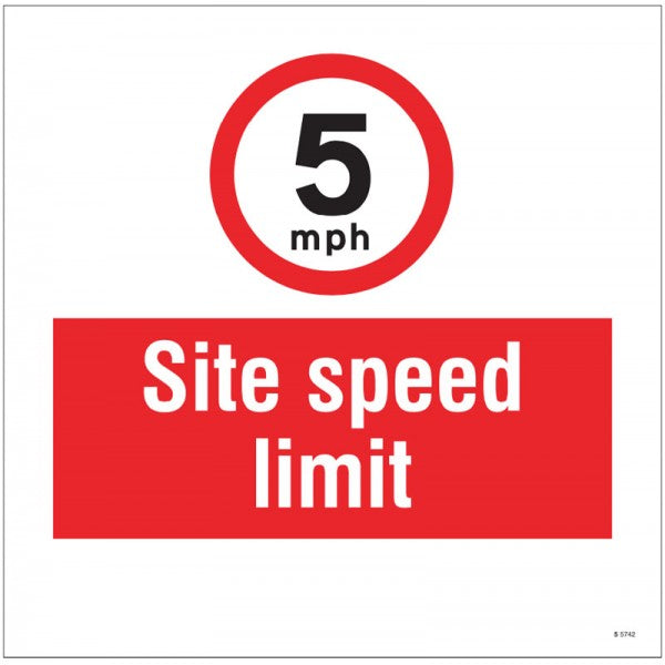 5mph Site speed limit, site saver sign 400x400mm (5742)