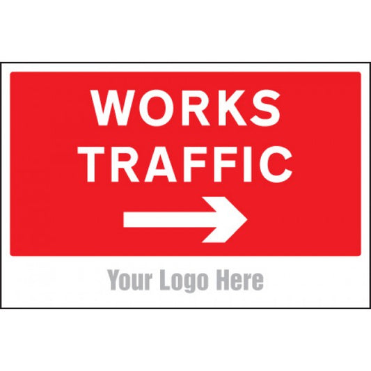 Works traffic only, arrow right, site saver sign 600x400mm (5754)