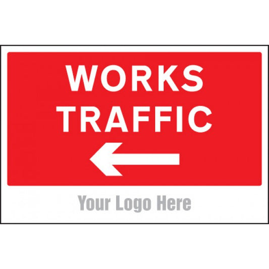 Works traffic only, arrow left, site saver sign 600x400mm (5755)