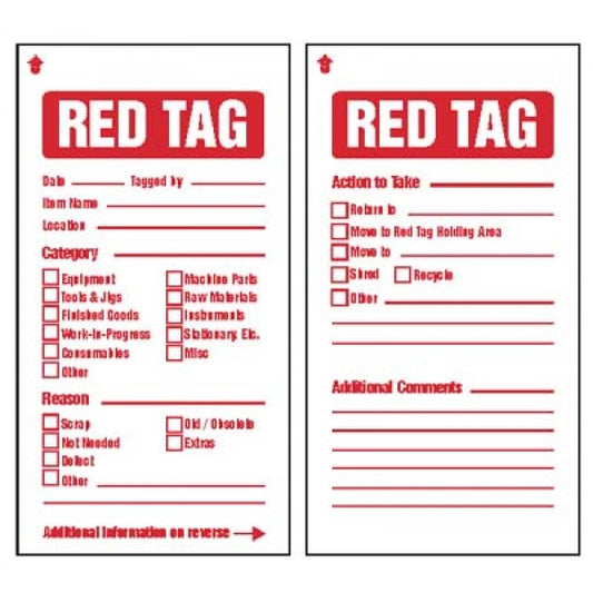 6S Red Tags 80x150mm c/w cable ties (pack of 10) (5939)