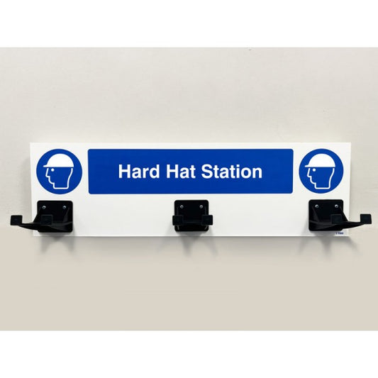 PPE Station - Hard Hat - 3 Hooks on 540x160mm 10mm foam pvc (5979)
