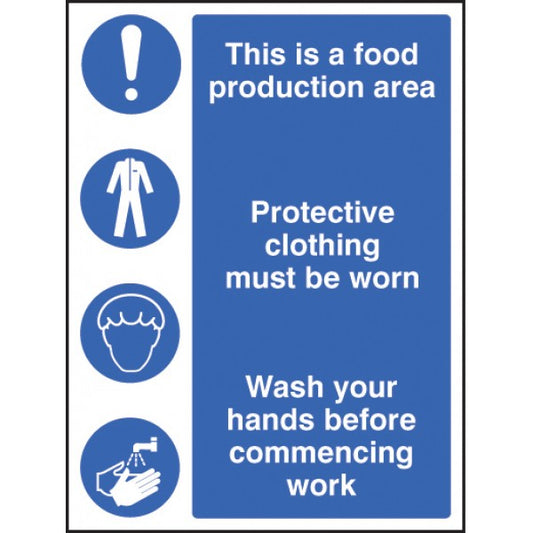 Food production area/protective clothing/wash hands (5604)