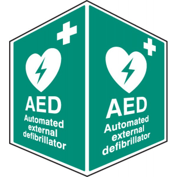 AED emergency defibrillator - projecting sign (6093)