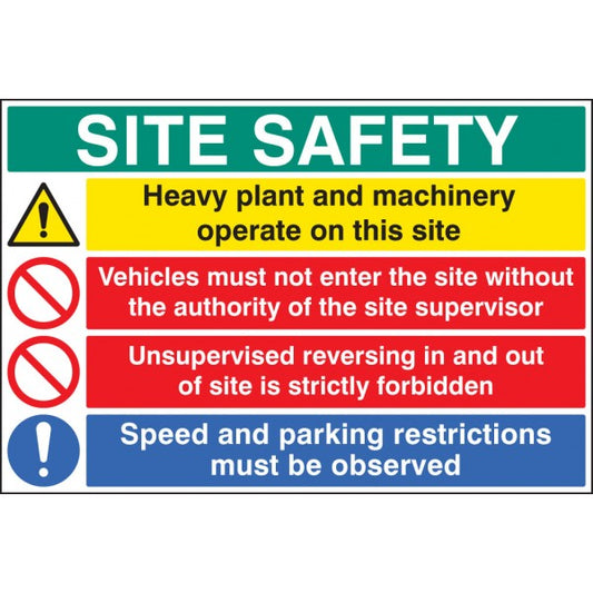 Site safety board, heavy plant and machinery (6389)