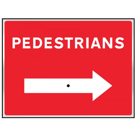 Pedestrians with reversible arrow 600x450mm aluminium sign with wing nut and arrow (7688)