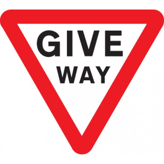 Give way Class R2 Permanent 600mm triangle (3mm aluminium composite) (7729)