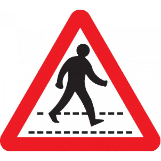 Pedestrians crossing ahead class R2 Permanent 600mm triangle (3mm aluminium composite) (7793)