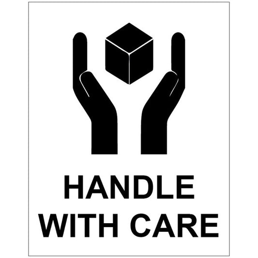 Handle With Care self adhesive labels 75x100mm - 250 per roll (8194)