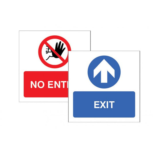 Exit / No entry Double sided self adhesive window sticker 150x150mm (8254)