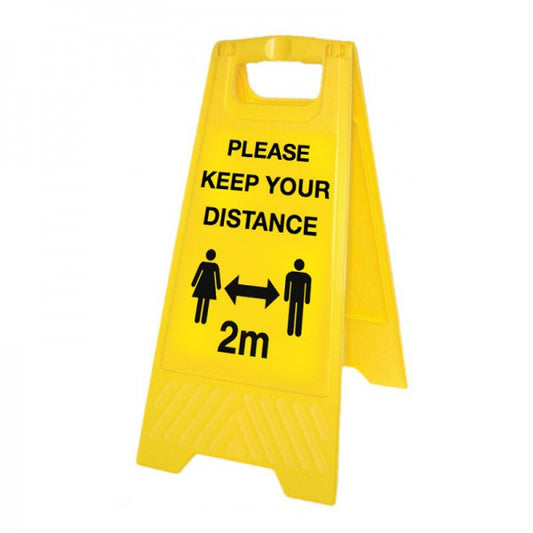 Please keep your distance (yellow free-standing floor sign) (8570)
