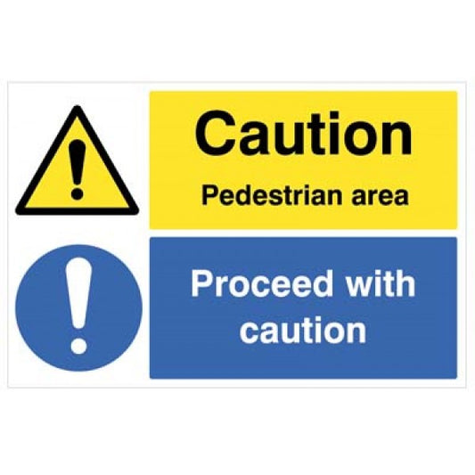 Caution pedestrian area proceed with caution floor graphic 600x400mm (8909)