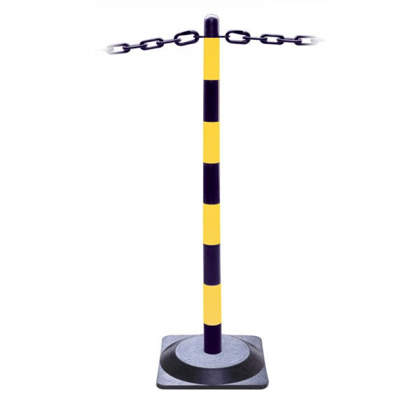 Universal chain post black & yellow c/w 3kg base 870mm high (9040)