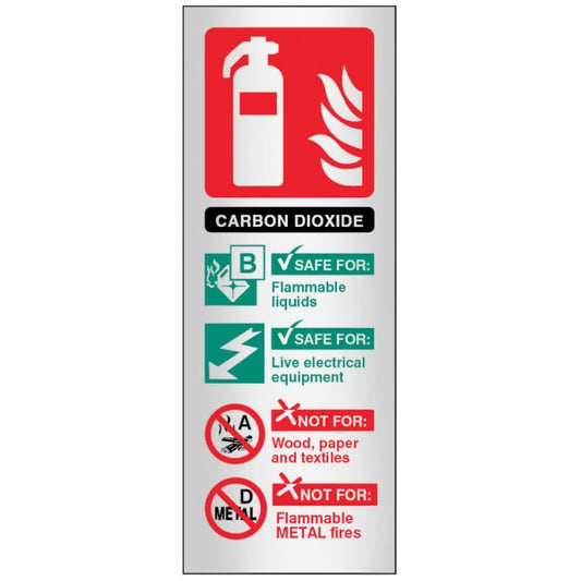 CO2 extinguisher identification aluminium 75x200mm (9184)