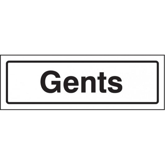 Gents visual impact sign 5mm acrylic sign 450x150mm c/w stand off locators (9189)
