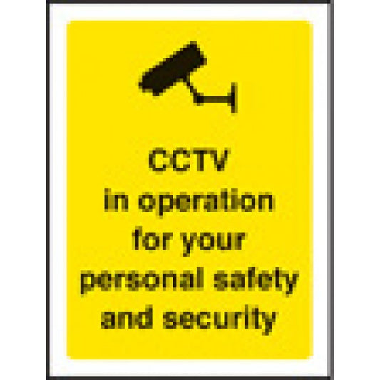 CCTV in operation for your safety 75x100mm sav on face (9791)