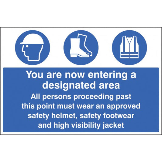 Entering designated area must wear helmet, footwear & jacket (6236)