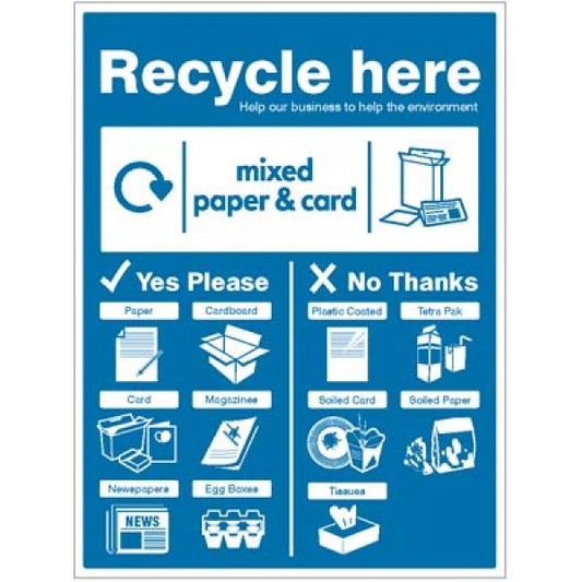 Paper & Cardboard - WRAP Recycle here sign (6674)