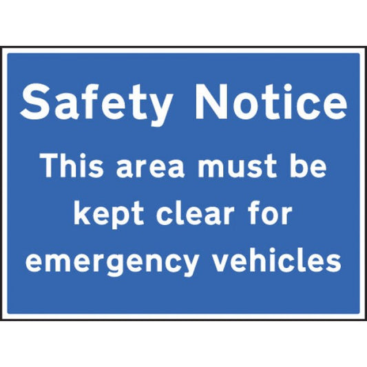Safety notice area must be kept clear for emergency vehicles (7522)