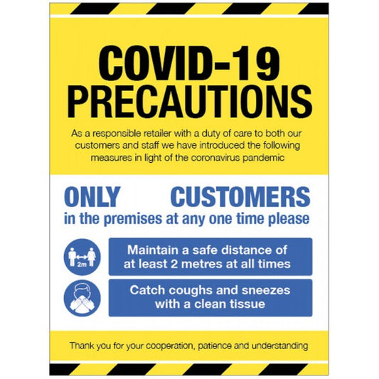 COVID 19 Precautions - Shop window sign (8423)