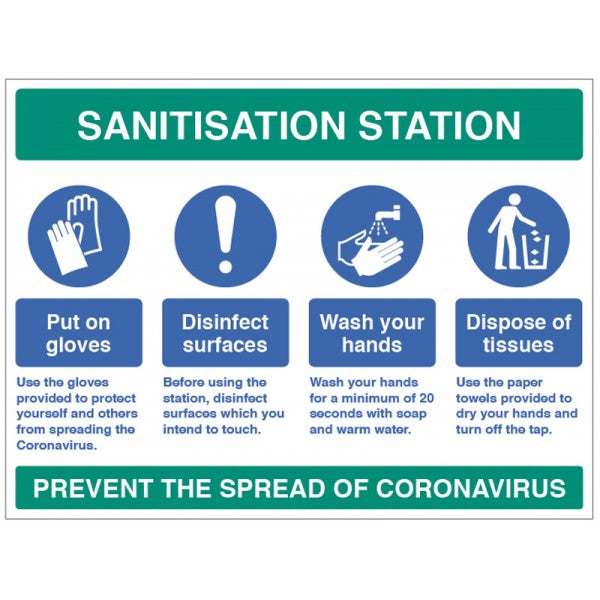 Site Safety COVID19  - Sanitisation station instructional board (8447)
