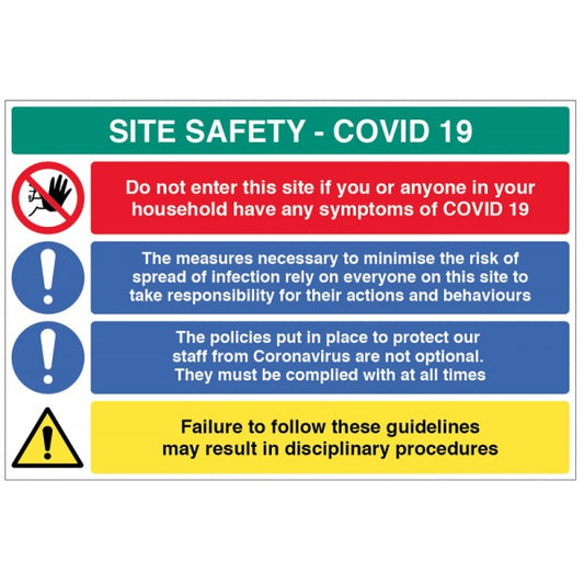 Site Safety COVID19 - coronavirus policies are mandatory, failure to follow may result in disciplinary (8459)