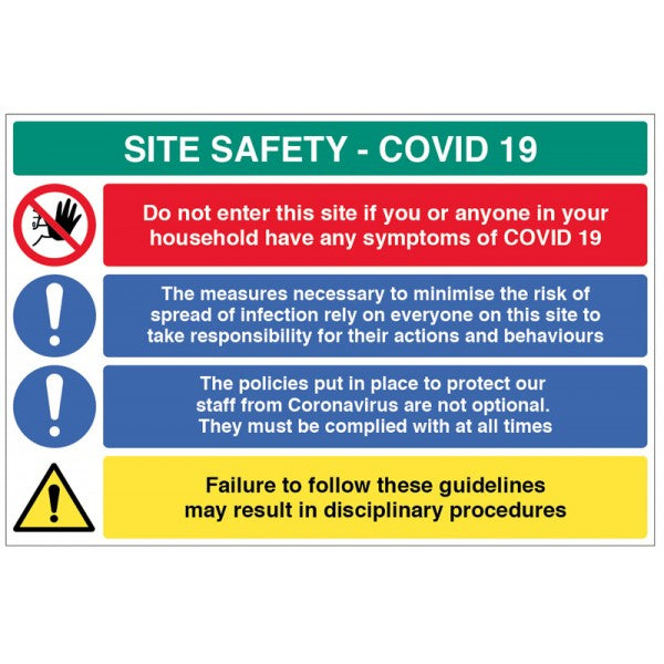 Site Safety COVID19 - coronavirus policies are mandatory, failure to follow may result in disciplinary (8459)