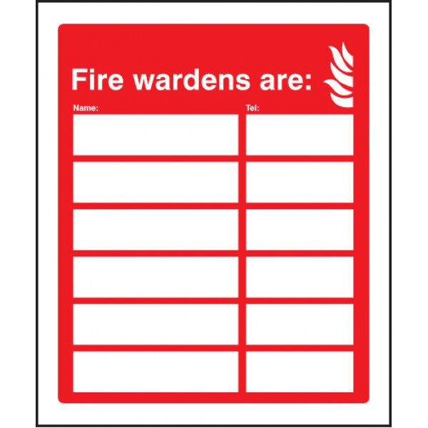 Fire wardens are (6 names and numbers) (1052)