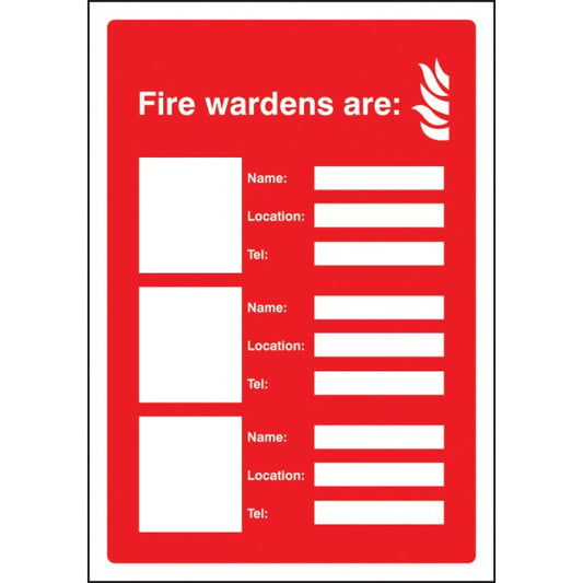 Fire wardens are (3 names, locations and numbers) (1053)