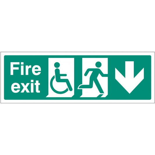 Fire exit (running man, disabled symbol, arrow down) (1227)
