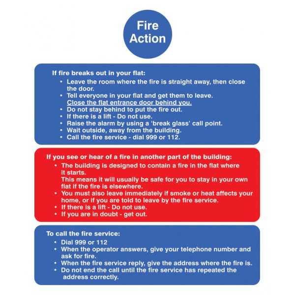 Fire action notice (stay put) for flats (1438)
