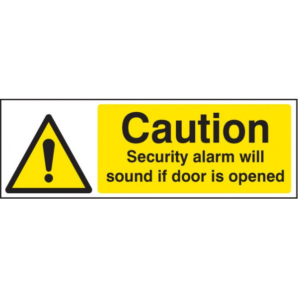 Caution security alarm will sound if door is opened (1738)