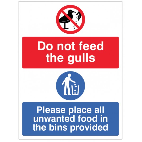 Do not feed the gulls Place all unwanted food in the bins provided (1772)