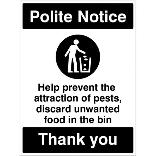 Help prevent the attraction of pests, discard unwanted food in the bins provided (1773)