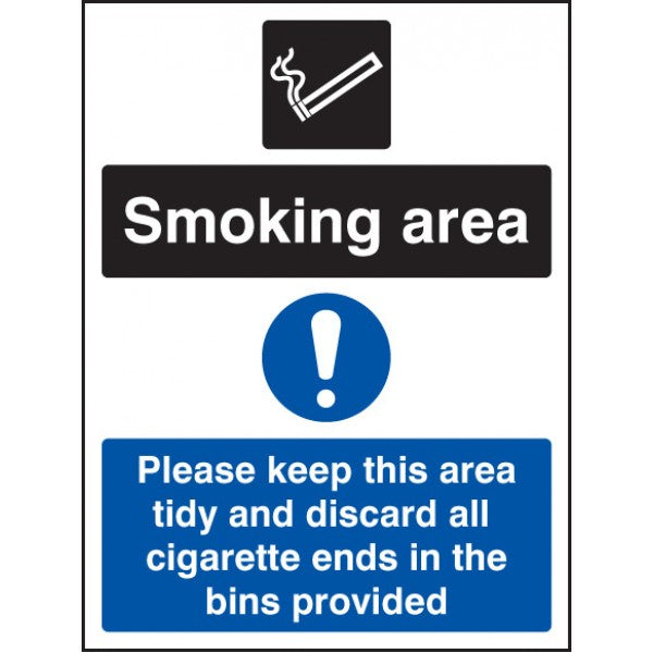Smoking area keep area tidy and discard all ends in bins (3081)