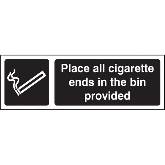 Place all cigarette ends in bins provided (white/black) (3251)